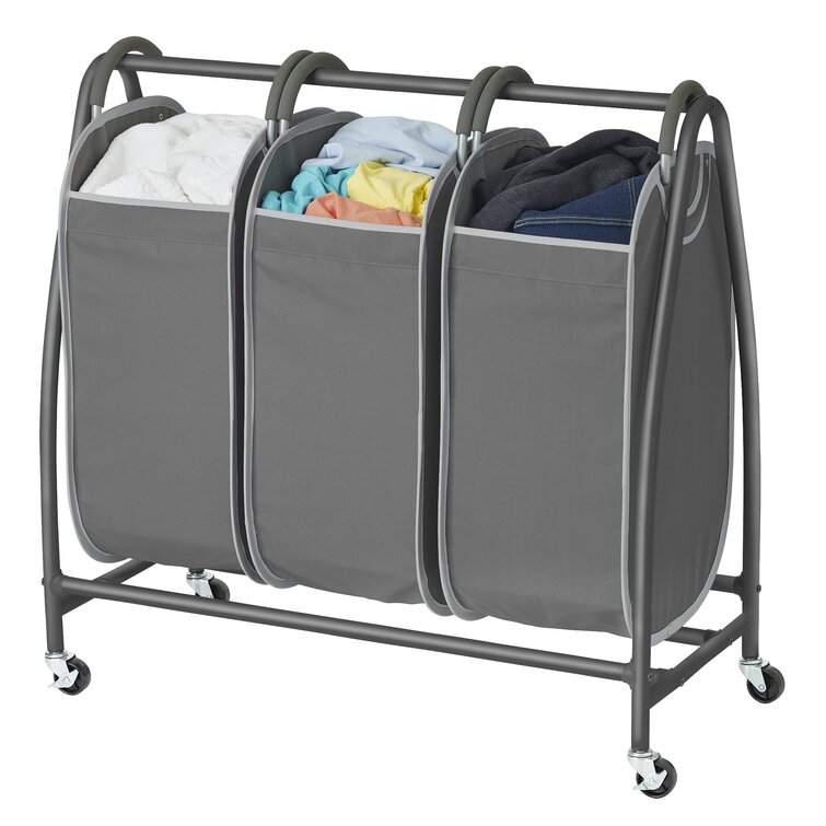 3 compartment on sale laundry bin